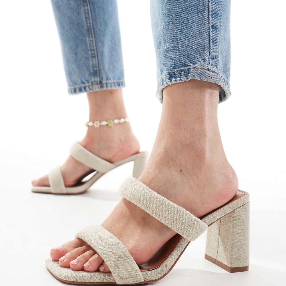 ASOS Cream Block Heel Sandals